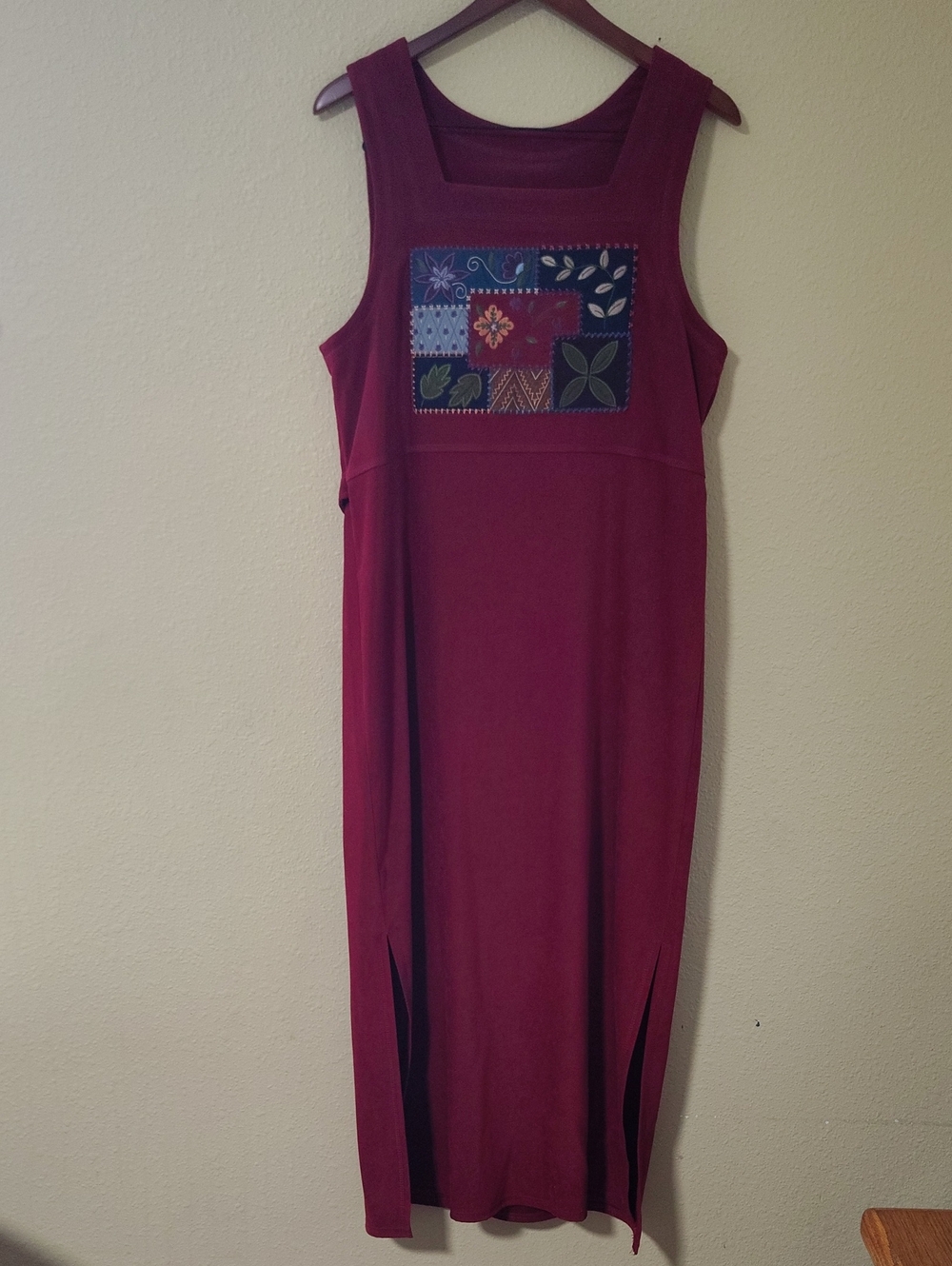 Vintage Amanda Smith Patchwork Floral Square Neck Midi Dress Size M 90s Cottage - Picture 10 of 13